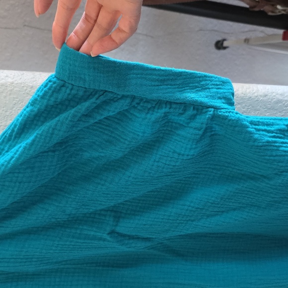 Zenana Double Gauze 3/4 Sleeve Button-Down Top – Dusty Teal - Picture 8 of 9